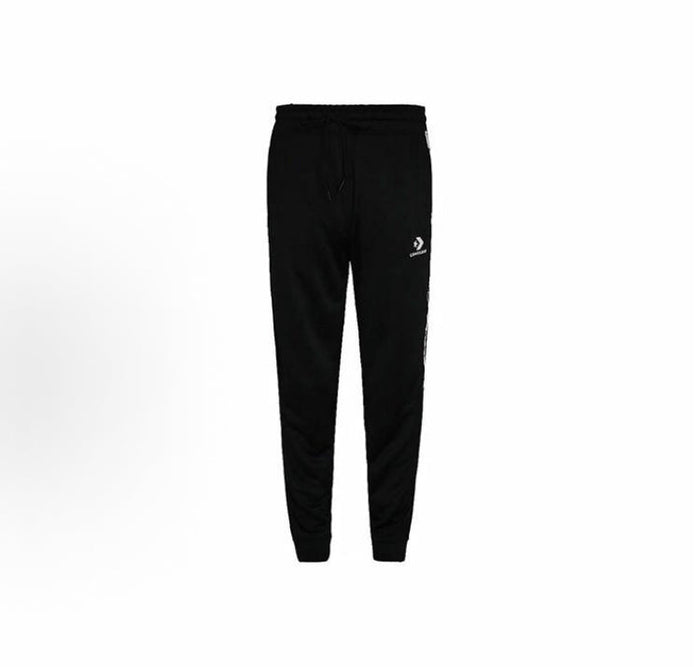 Converse One Star track pants: black tapered legs, white side stripe