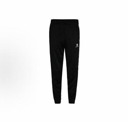 Converse One Star track pants: black tapered legs, white side stripe