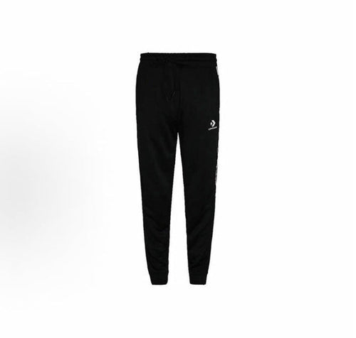 Converse One Star track pants: black tapered legs, white side stripe