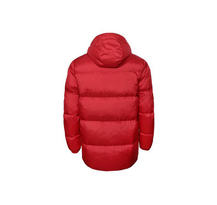 Converse One Star red puffer jacket back with hood and quilted horizontal baffles