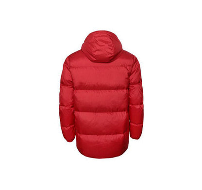 Converse One Star red puffer jacket back with hood and quilted horizontal baffles