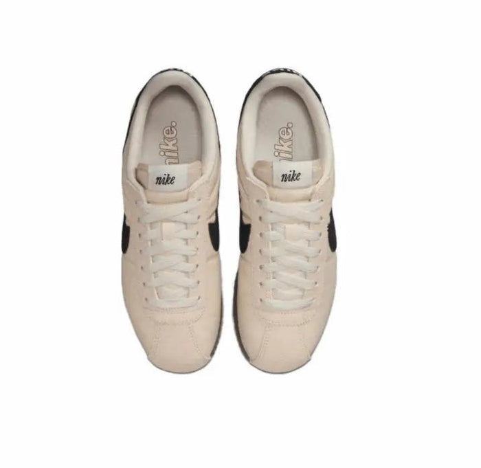 Nike Cortez sneakers, pair view: light beige uppers with white laces