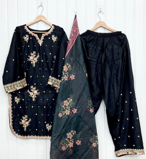 Dual Embroidered | Farshi 3PC D-736