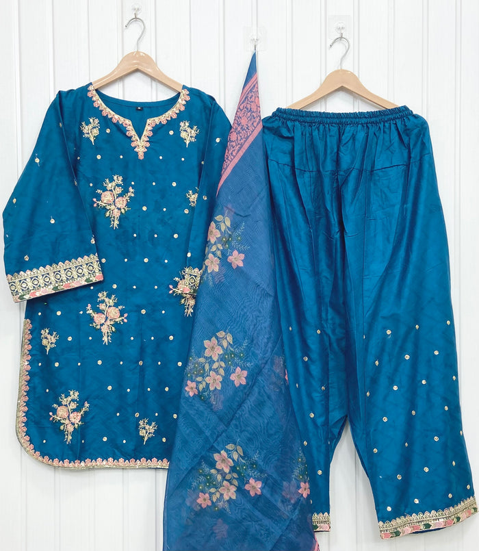 Dual Embroidered | Farshi 3PC D-736