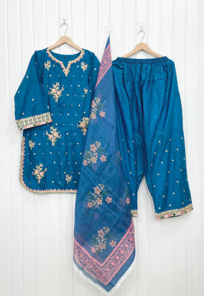 Dual Embroidered | Farshi 3PC D-736