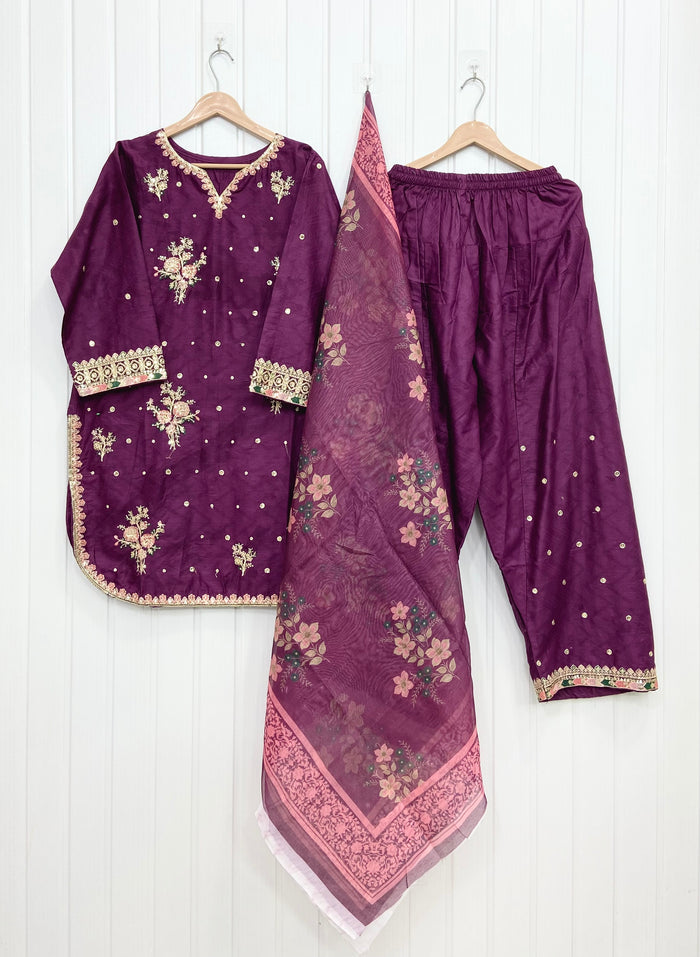 Dual Embroidered | Farshi 3PC D-736