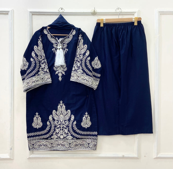 Embroidered 3PC | Cotton D-625