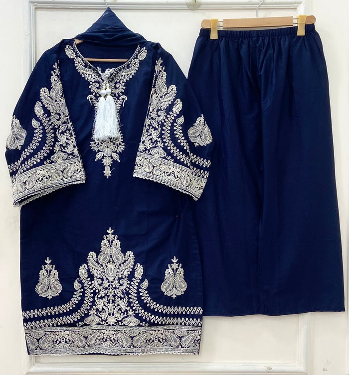 Embroidered 3PC | Cotton D-625