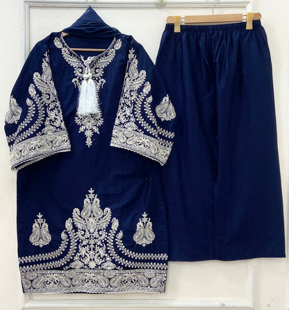 Embroidered 3PC | Cotton D-625
