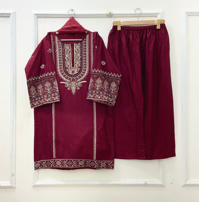 Embroidered | 3PC Cotton Lawn D-667