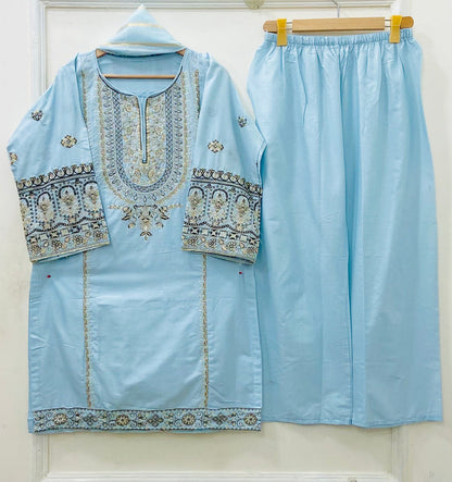 Embroidered | 3PC Cotton Lawn D-667
