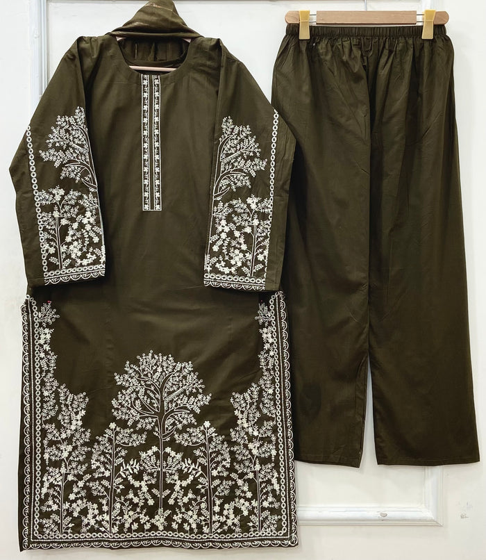 Embroidered Long | 3PC Cotton D-637