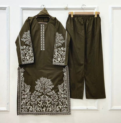 Embroidered Long | 3PC Cotton D-637