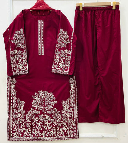 Embroidered Long | 3PC Cotton D-637