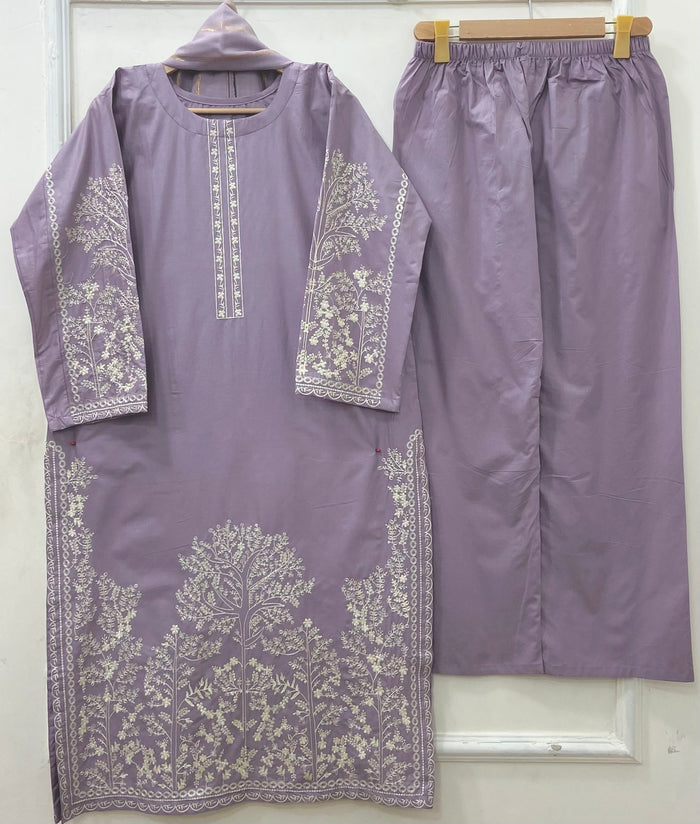 Embroidered Long | 3PC Cotton D-637