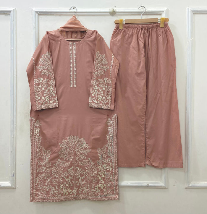 Embroidered Long | 3PC Cotton D-637