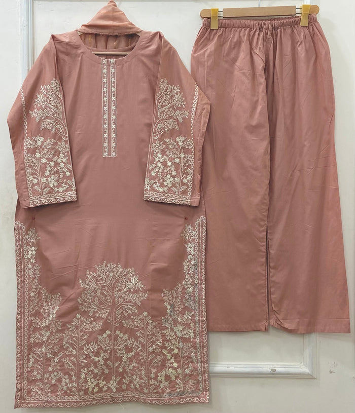 Embroidered Long | 3PC Cotton D-637