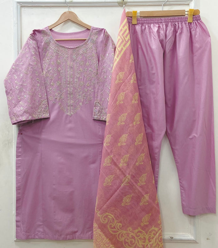 Embroidered Long | 3PC Cotton D-640