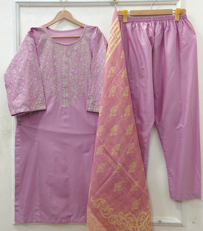 Embroidered Long | 3PC Cotton D-640