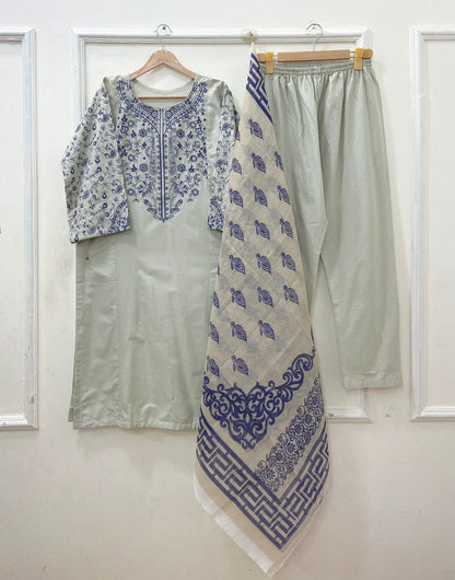 Embroidered Long | 3PC Cotton D-640
