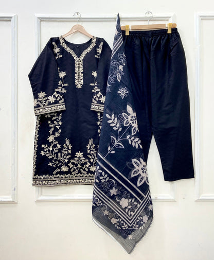 Embroidered Long | 3PC Cotton D-652