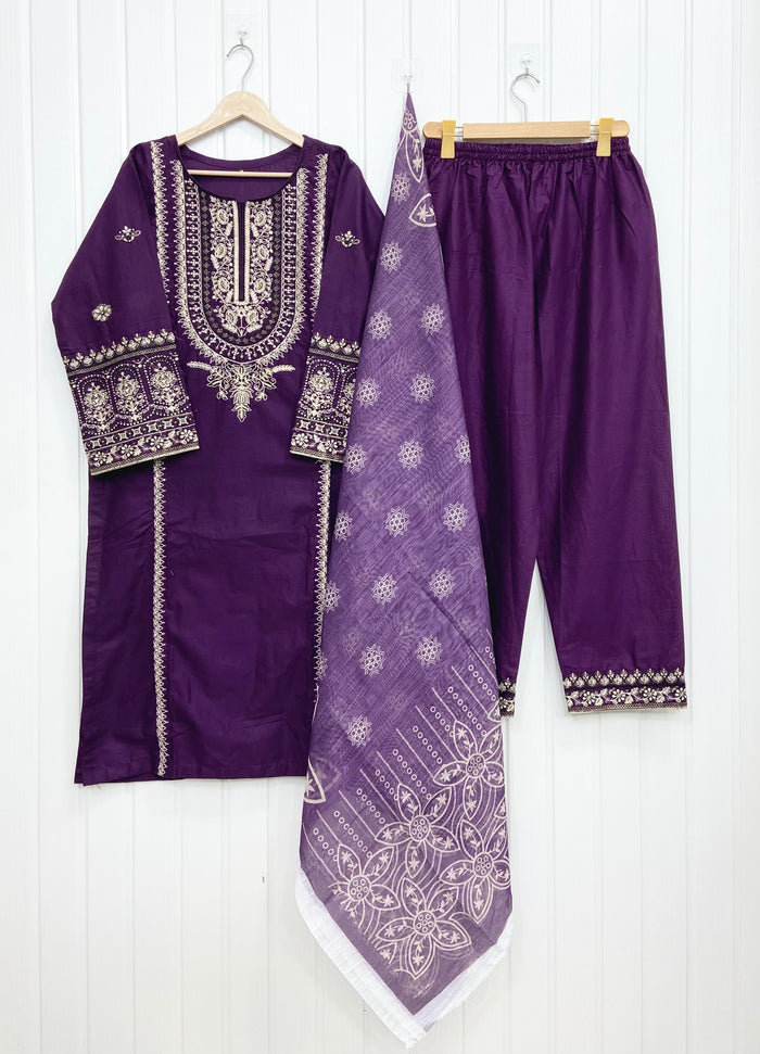 Embroidered Long | 3PC D-757