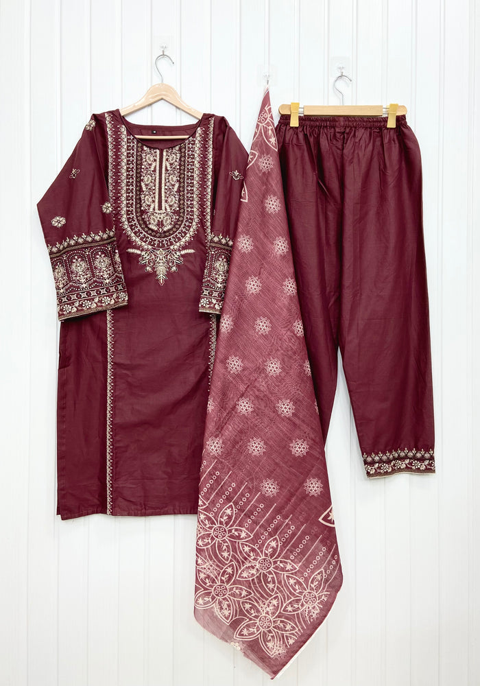 Embroidered Long | 3PC D-757