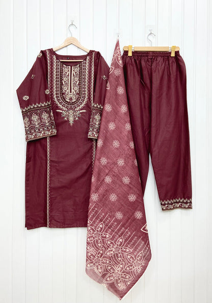 Embroidered Long | 3PC D-757