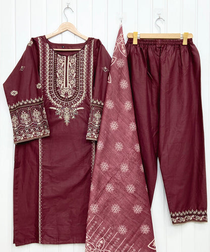 Embroidered Long | 3PC D-757