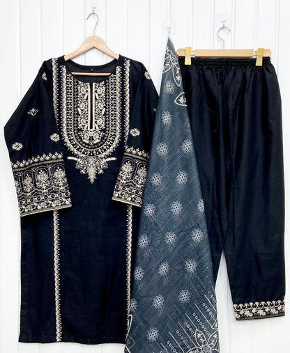 Embroidered Long | 3PC D-757