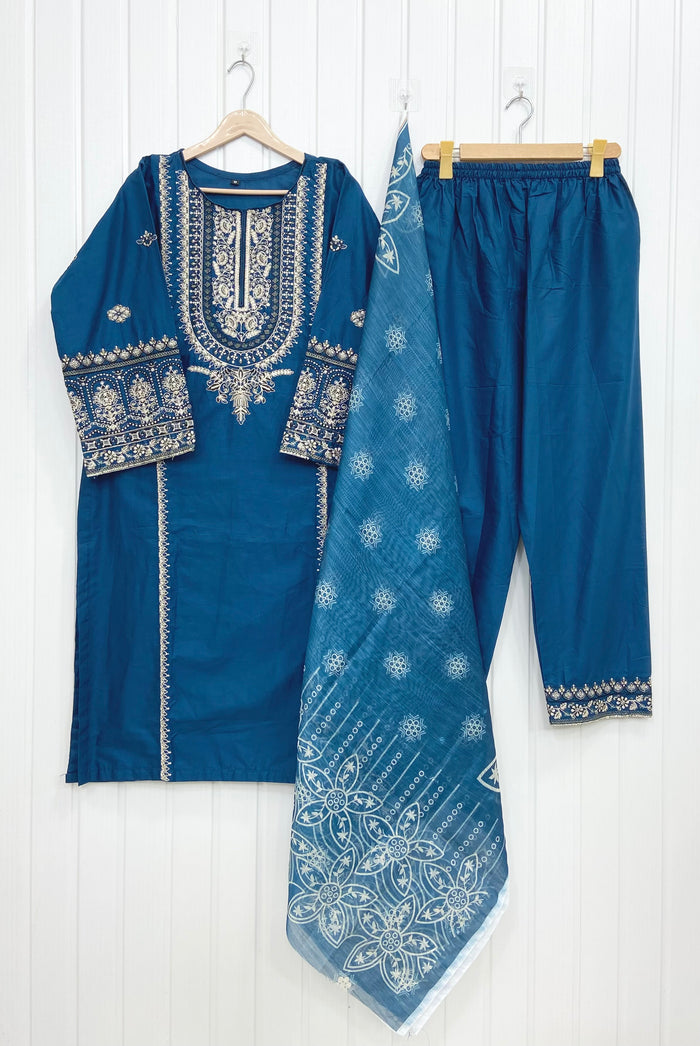 Embroidered Long | 3PC D-757