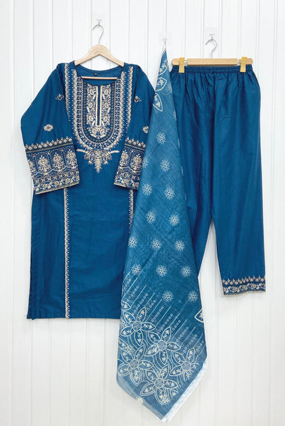 Embroidered Long | 3PC D-757