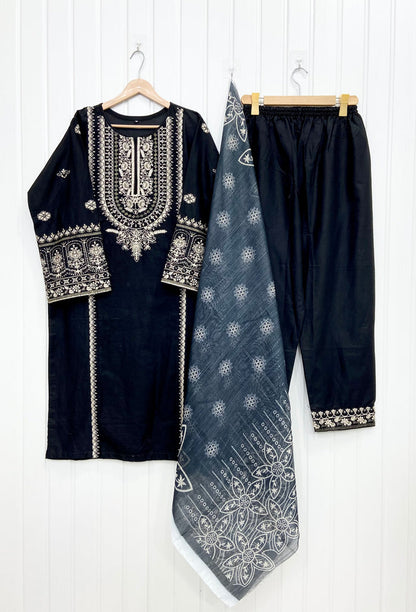 Embroidered Long | 3PC D-757