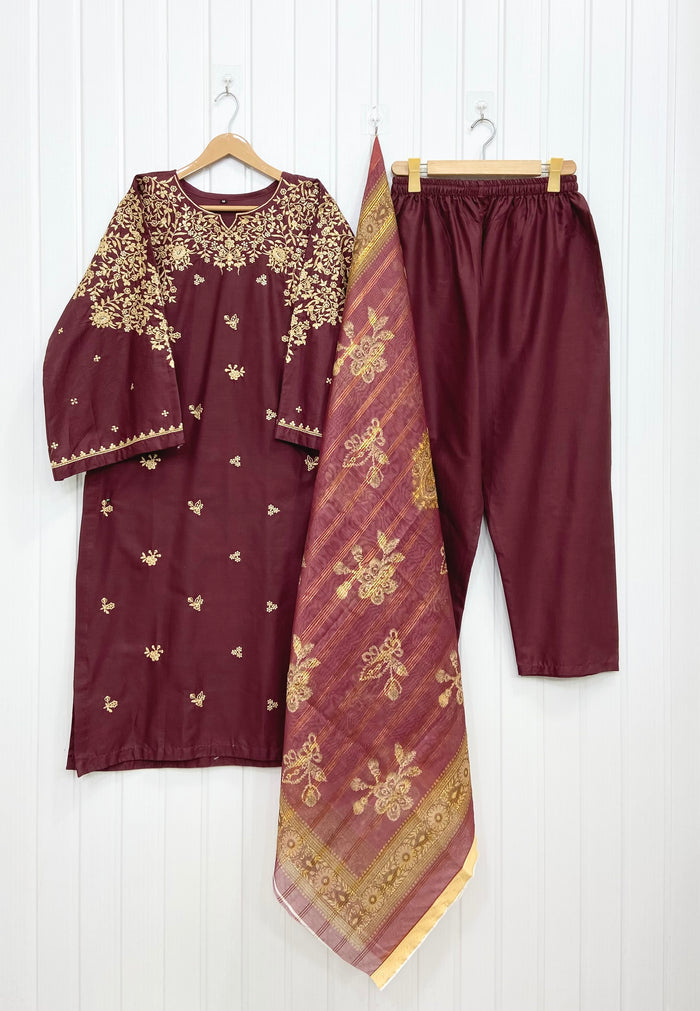 Embroidered | Long 3PC D-823