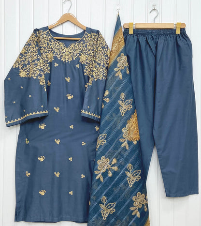 Embroidered | Long 3PC D-823