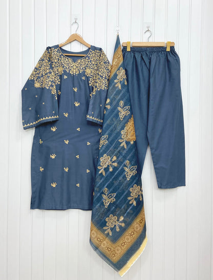 Embroidered | Long 3PC D-823
