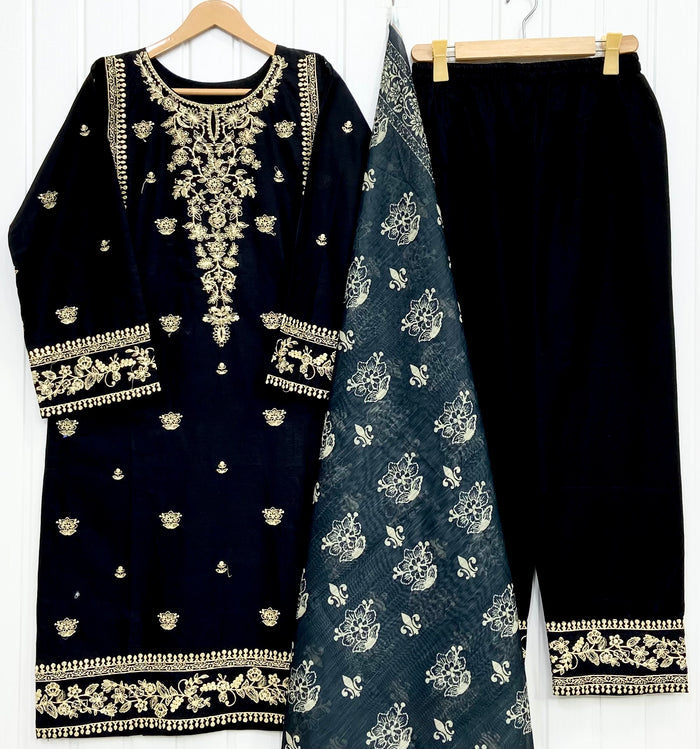 Embroidered | Long 3PC D-850