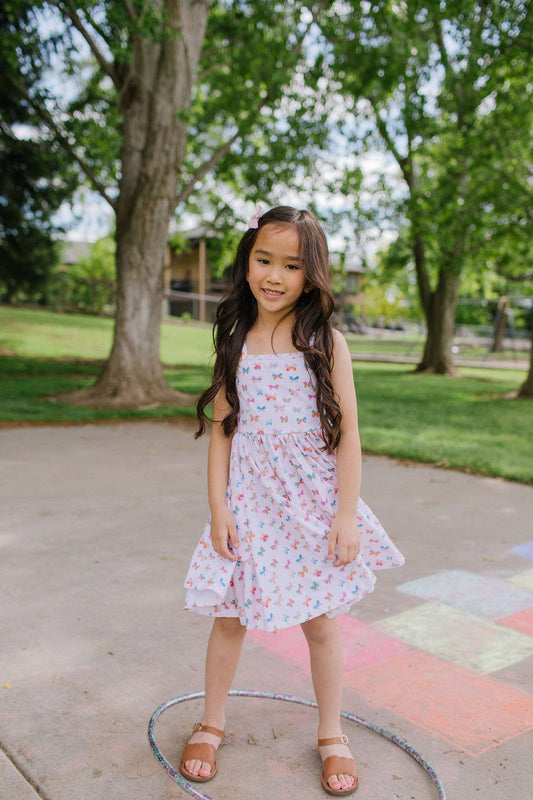 Camila Dress in Butterfly Rainbow | Girls Twirl Dress