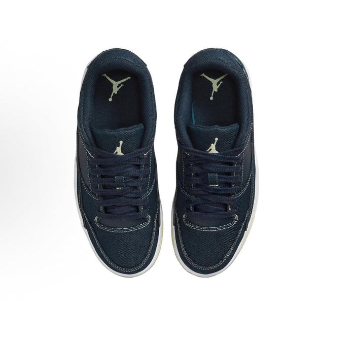 Navy lace-up low-top sneakers with Jumpman logo on tongue