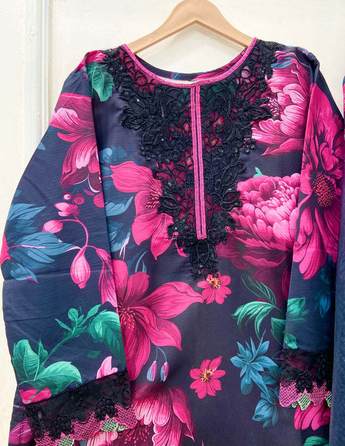 Floral Black | Farshi 3PC Bana Dora D-310