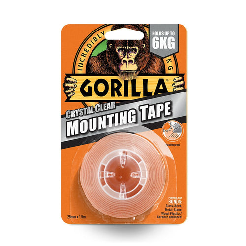 Gorilla Heavy-Duty Mounting Tape 25.4mm x 1.52m Crystal Clear