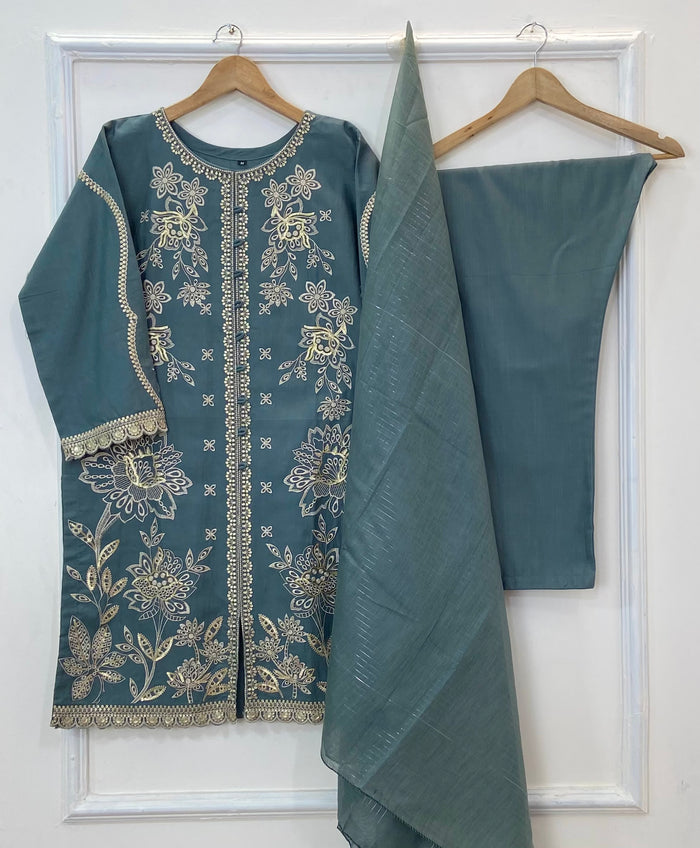 Heavy Embroidery Bliss 3PC (Khaddar) D-224
