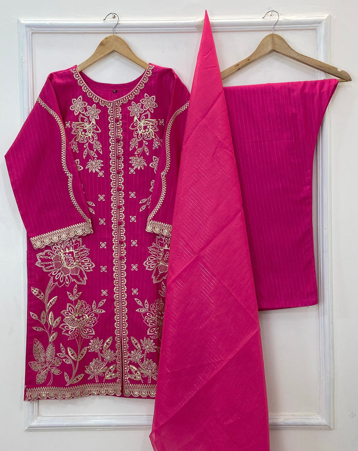 Heavy Embroidery Bliss 3PC (Khaddar) D-224