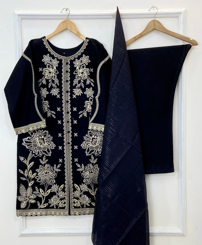 Heavy Embroidery Bliss 3PC (Khaddar) D-224