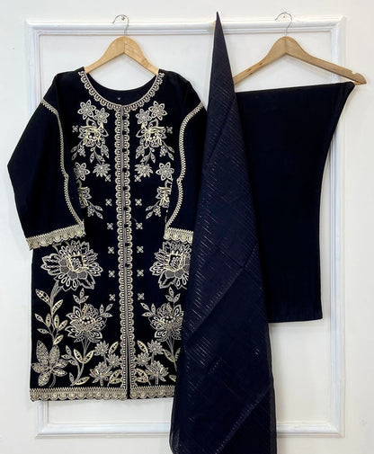 Heavy Embroidery Bliss 3PC (Khaddar) D-224