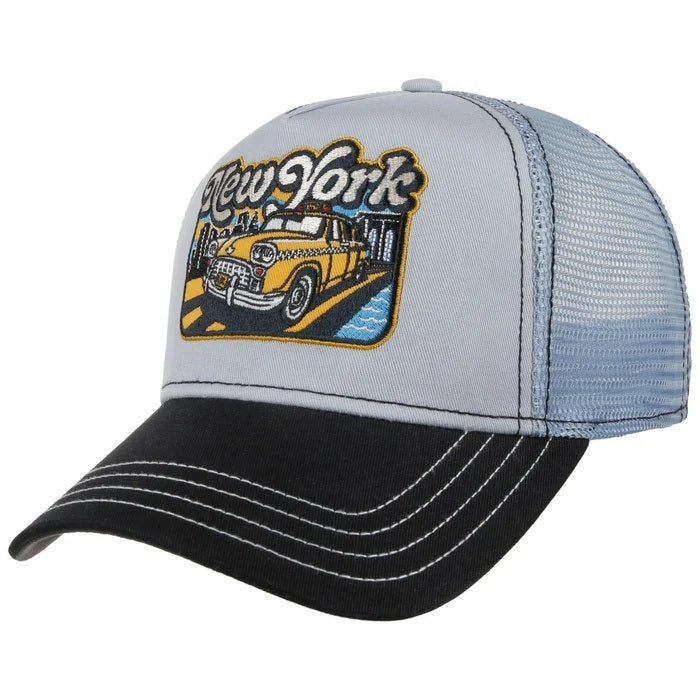 JJ Hats Yellow Cab Trucker Cap - Black / Light Blue
