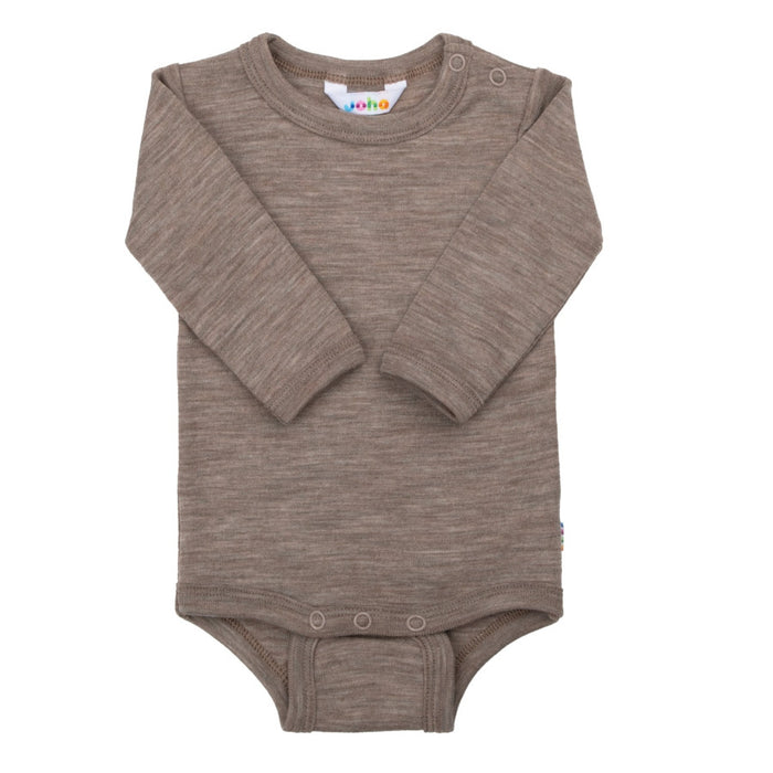 Joha uld silke langærmet body beige melange