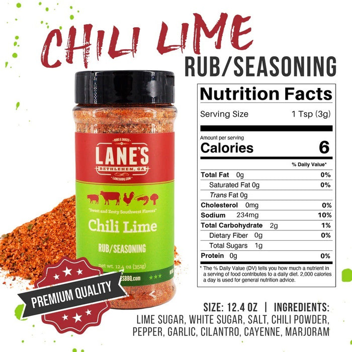 Lane's BBQ 'Chili Lime' Rub (12.4oz) 351g