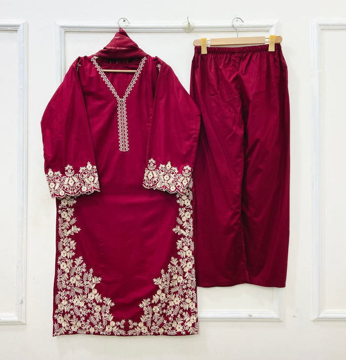 Long Embroidered | 3PC Lawn Cotton D-651