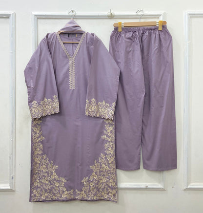 Long Embroidered | 3PC Lawn Cotton D-651